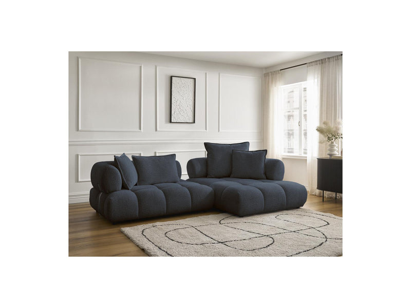 Canapé D'Angle Fixe - Alya - Tissu Bouclette - Angle Droit