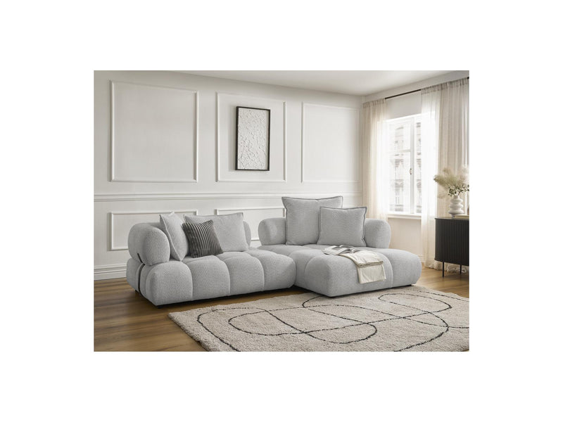 Canapé D'Angle Fixe - Alya - Tissu Bouclette - Angle Droit