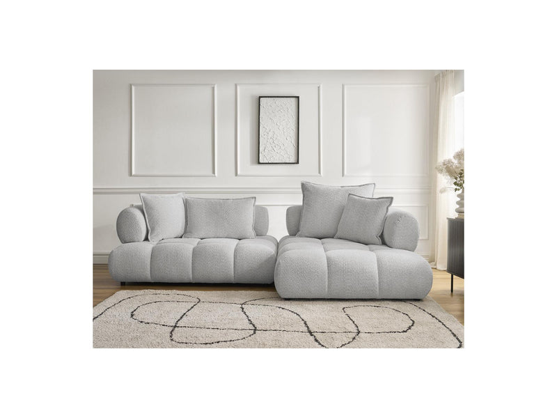 Canapé D'Angle Fixe - Alya - Tissu Bouclette - Angle Droit
