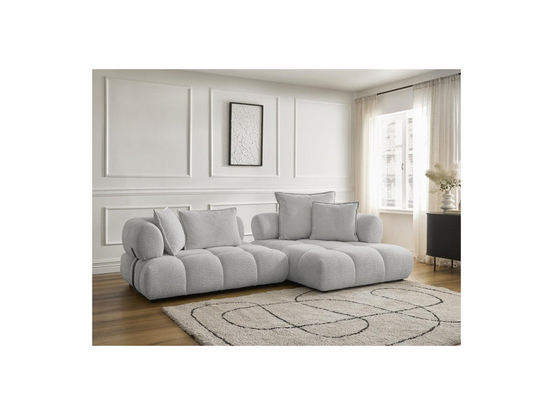 Canapé D'Angle Fixe - Alya - Tissu Bouclette - Angle Droit