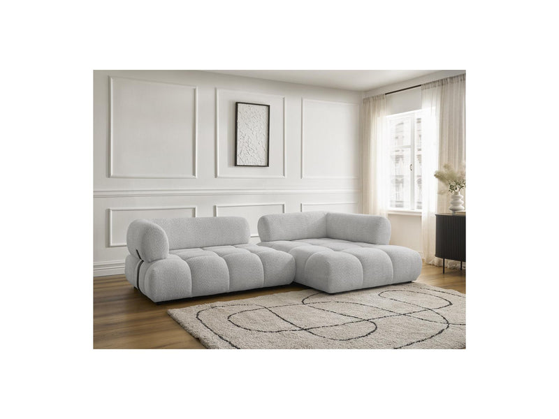 Canapé D'Angle Fixe - Alya - Tissu Bouclette - Angle Droit