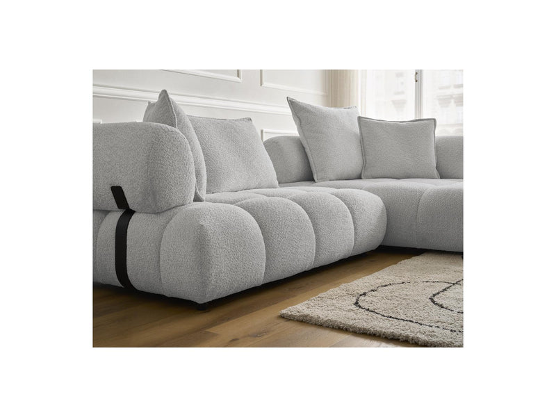 Canapé D'Angle Fixe - Alya - Tissu Bouclette - Angle Droit