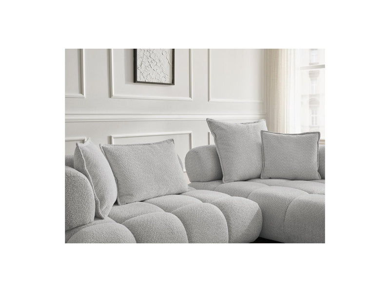 Canapé D'Angle Fixe - Alya - Tissu Bouclette - Angle Droit