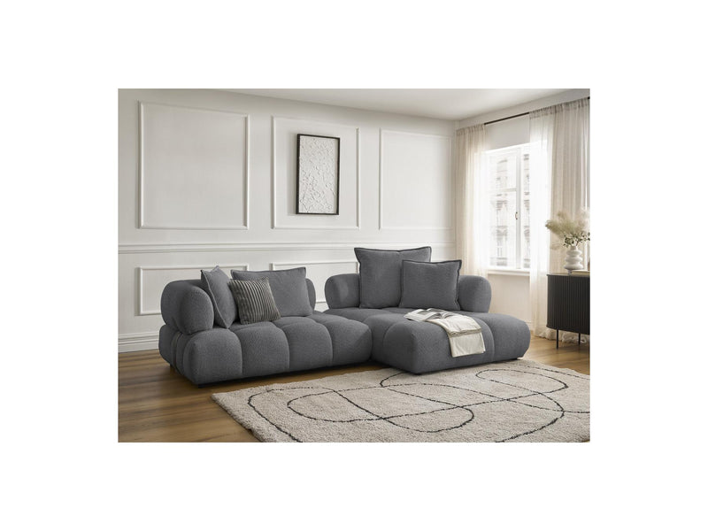 Canapé D'Angle Fixe - Alya - Tissu Bouclette - Angle Droit