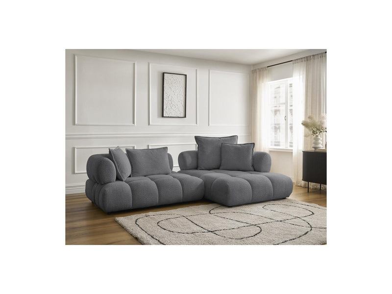Canapé D'Angle Fixe - Alya - Tissu Bouclette - Angle Droit
