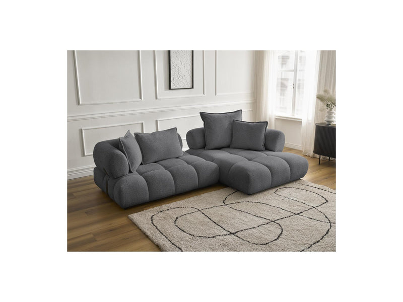Canapé D'Angle Fixe - Alya - Tissu Bouclette - Angle Droit