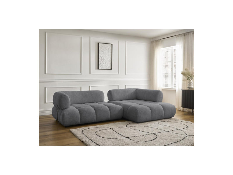 Canapé D'Angle Fixe - Alya - Tissu Bouclette - Angle Droit