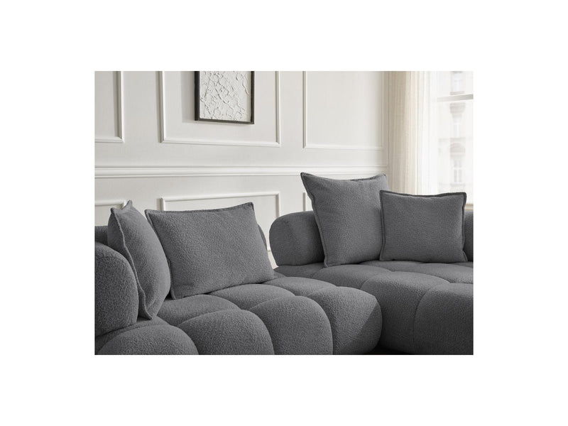 Canapé D'Angle Fixe - Alya - Tissu Bouclette - Angle Droit