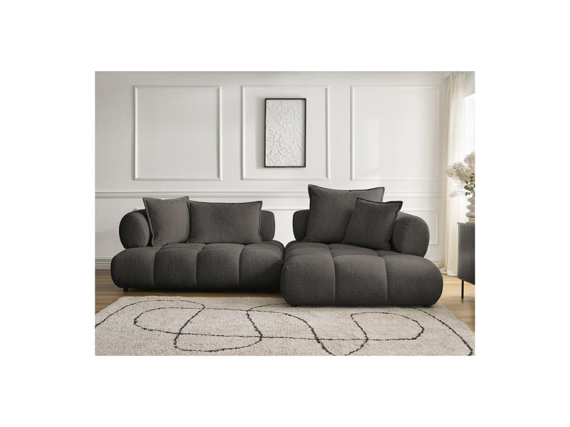 Canapé D'Angle Fixe - Alya - Tissu Bouclette - Angle Droit