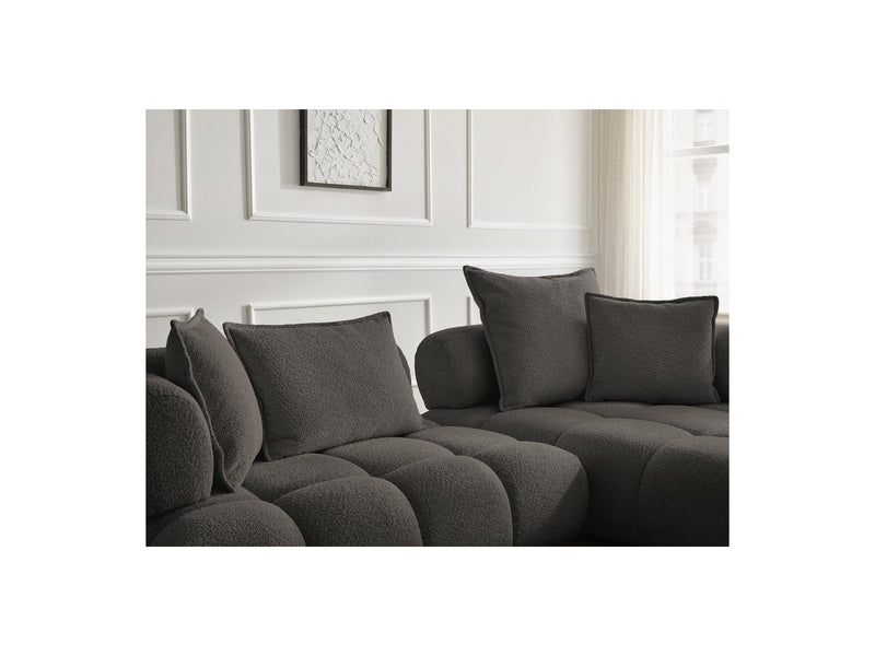 Canapé D'Angle Fixe - Alya - Tissu Bouclette - Angle Droit