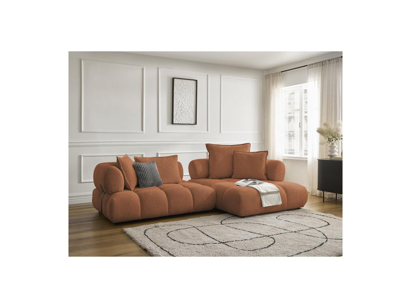 Canapé D'Angle Fixe - Alya - Tissu Bouclette - Angle Droit