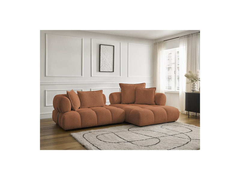 Canapé D'Angle Fixe - Alya - Tissu Bouclette - Angle Droit