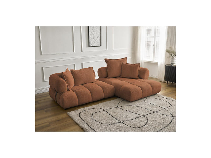 Canapé D'Angle Fixe - Alya - Tissu Bouclette - Angle Droit