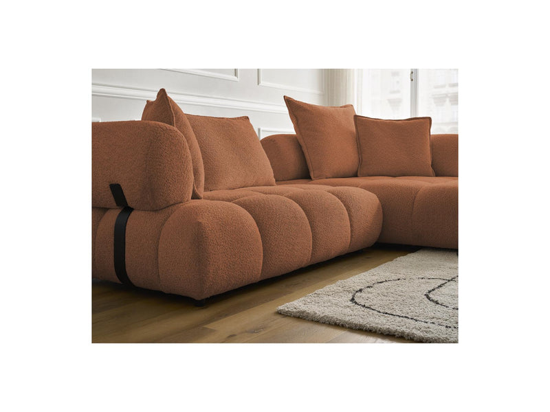 Canapé D'Angle Fixe - Alya - Tissu Bouclette - Angle Droit
