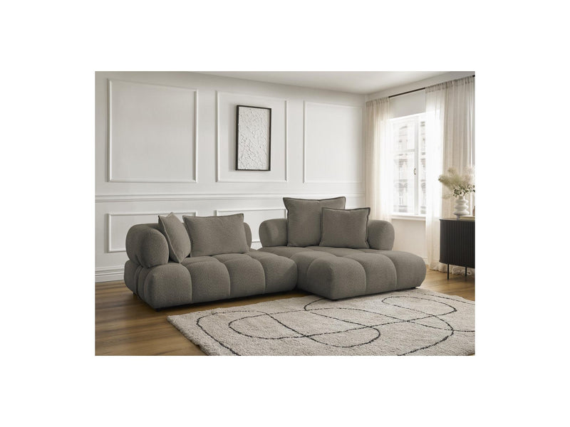 Canapé D'Angle Fixe - Alya - Tissu Bouclette - Angle Droit