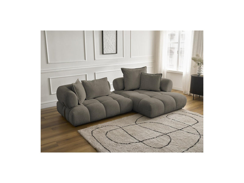 Canapé D'Angle Fixe - Alya - Tissu Bouclette - Angle Droit