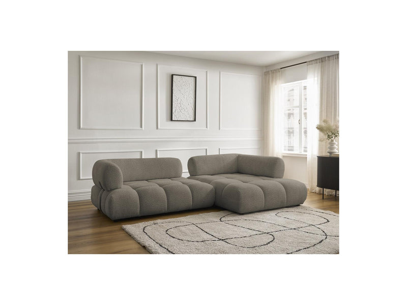 Canapé D'Angle Fixe - Alya - Tissu Bouclette - Angle Droit