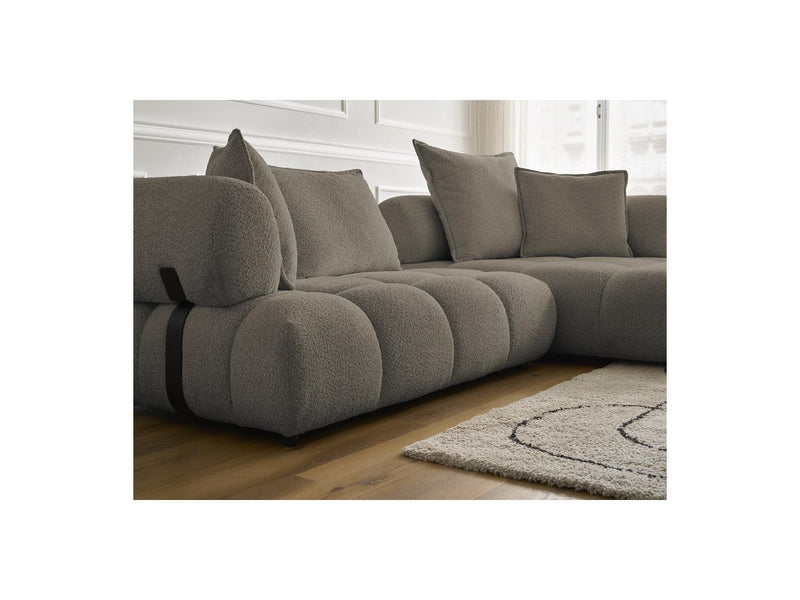 Canapé D'Angle Fixe - Alya - Tissu Bouclette - Angle Droit