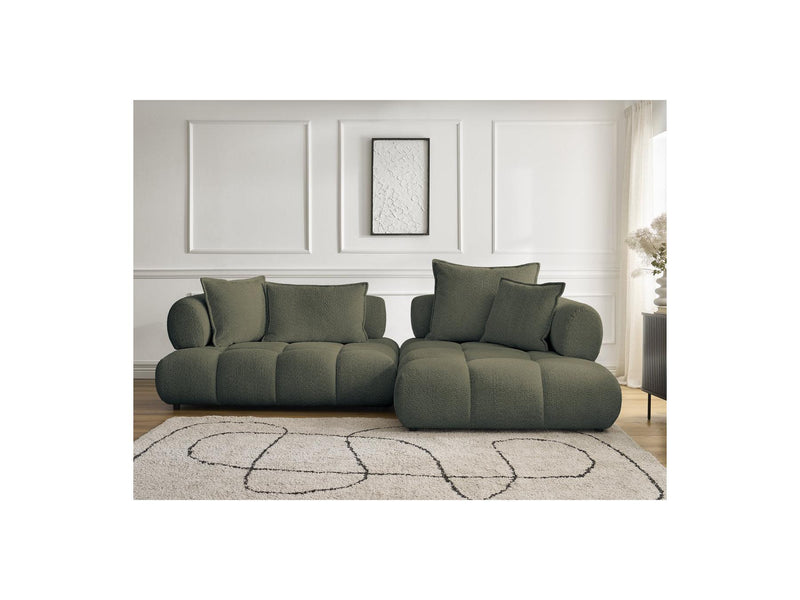 Canapé D'Angle Fixe - Alya - Tissu Bouclette - Angle Droit