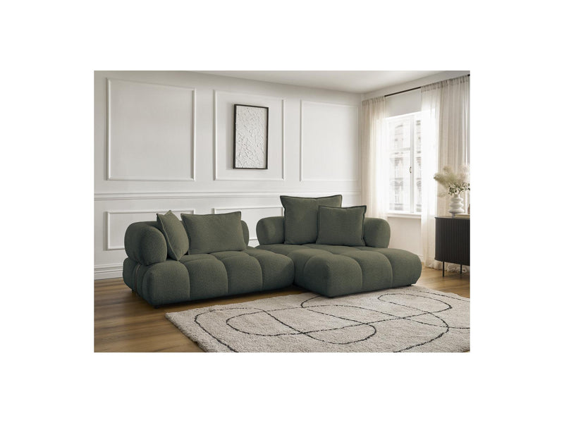 Canapé D'Angle Fixe - Alya - Tissu Bouclette - Angle Droit