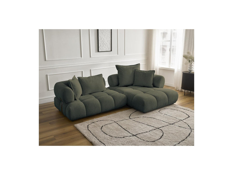 Canapé D'Angle Fixe - Alya - Tissu Bouclette - Angle Droit