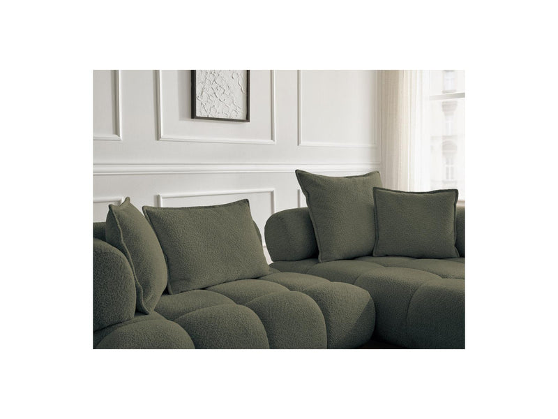 Canapé D'Angle Fixe - Alya - Tissu Bouclette - Angle Droit