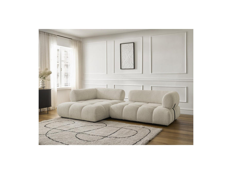 Canapé D'Angle Fixe - Alya - Tissu Bouclette - Angle Gauche