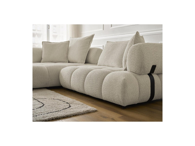 Canapé D'Angle Fixe - Alya - Tissu Bouclette - Angle Gauche