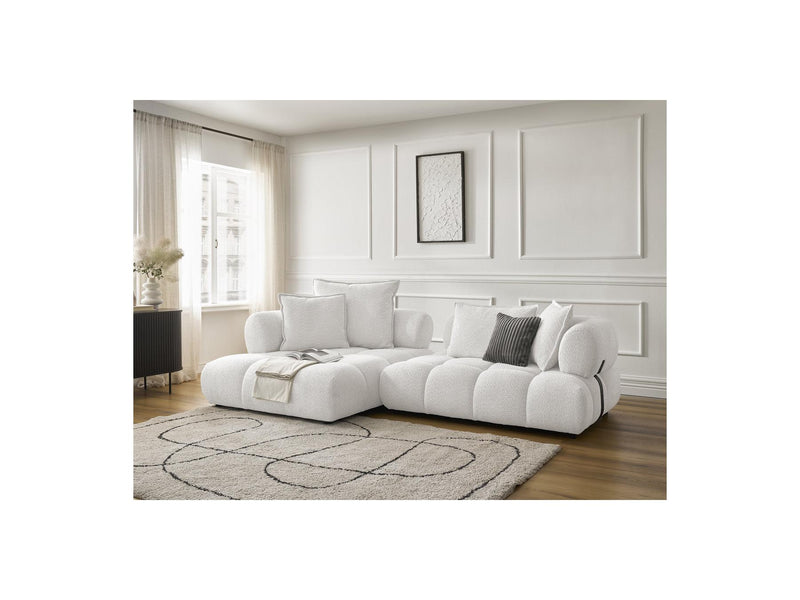 Canapé D'Angle Fixe - Alya - Tissu Bouclette - Angle Gauche