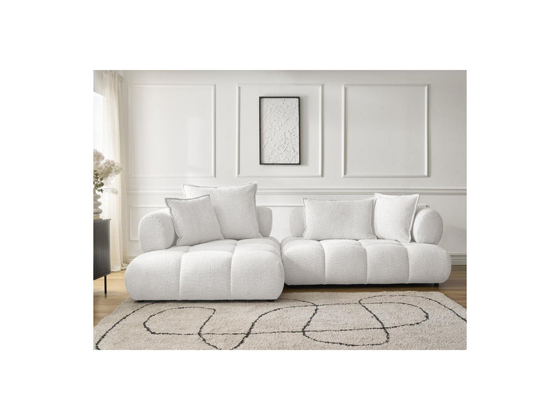 Canapé D'Angle Fixe - Alya - Tissu Bouclette - Angle Gauche