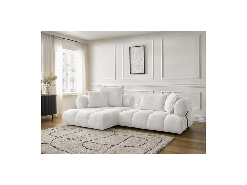 Canapé D'Angle Fixe - Alya - Tissu Bouclette - Angle Gauche