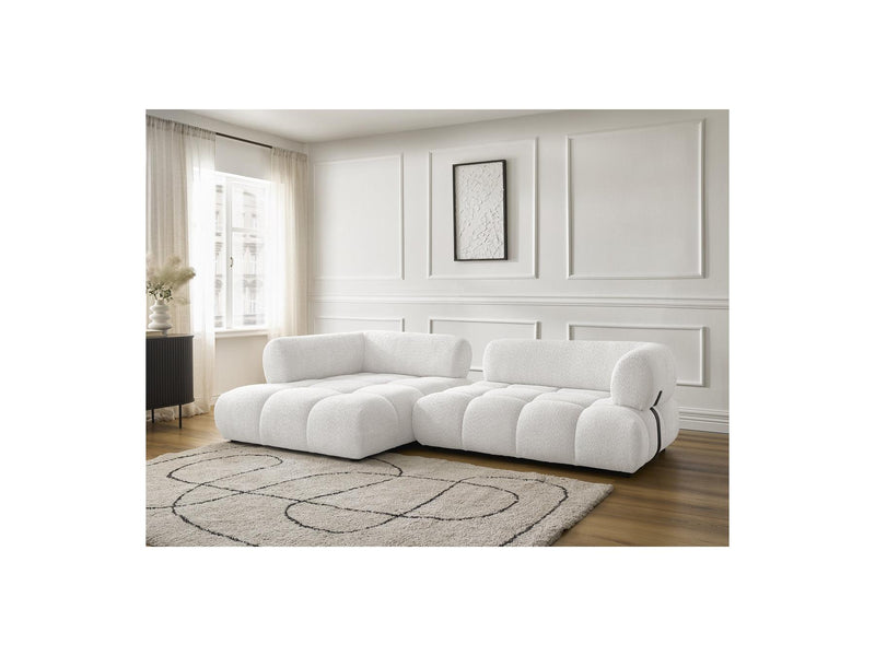 Canapé D'Angle Fixe - Alya - Tissu Bouclette - Angle Gauche