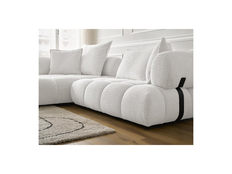 Canapé D'Angle Fixe - Alya - Tissu Bouclette - Angle Gauche