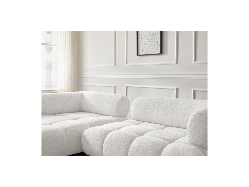 Canapé D'Angle Fixe - Alya - Tissu Bouclette - Angle Gauche
