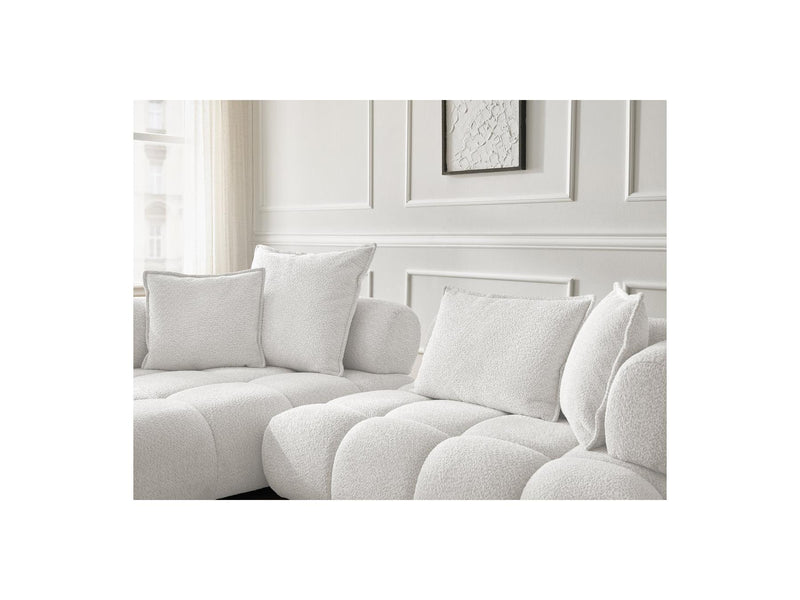 Canapé D'Angle Fixe - Alya - Tissu Bouclette - Angle Gauche