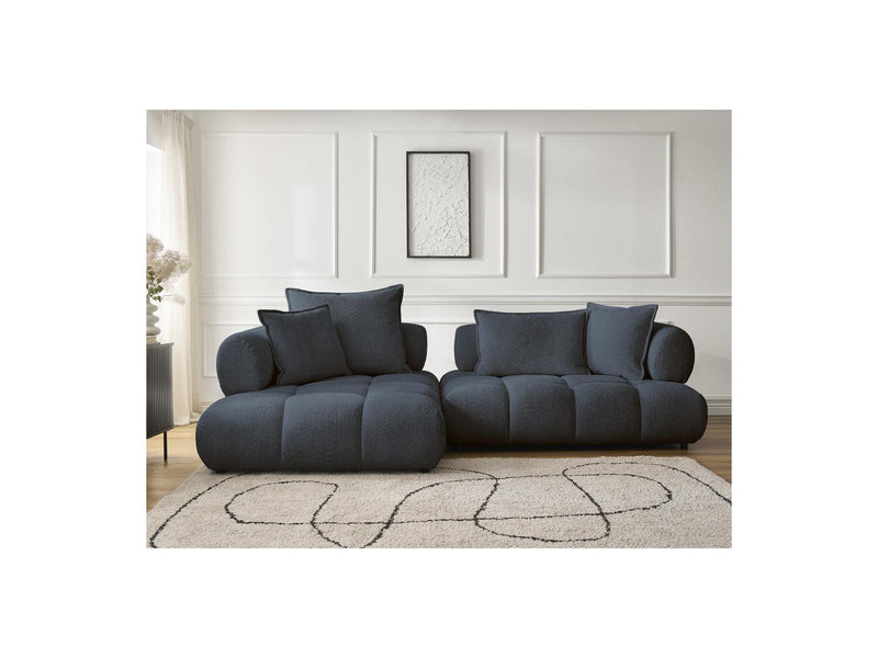 Canapé D'Angle Fixe - Alya - Tissu Bouclette - Angle Gauche