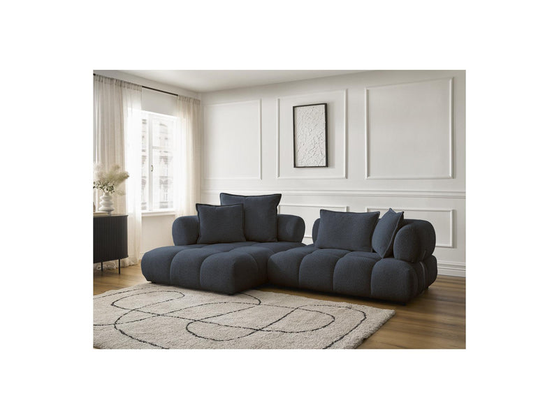 Canapé D'Angle Fixe - Alya - Tissu Bouclette - Angle Gauche