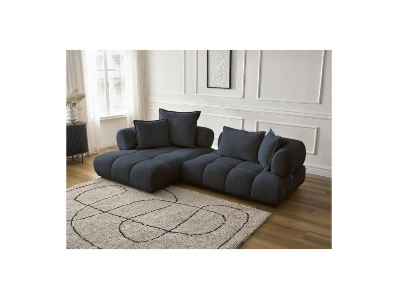 Canapé D'Angle Fixe - Alya - Tissu Bouclette - Angle Gauche