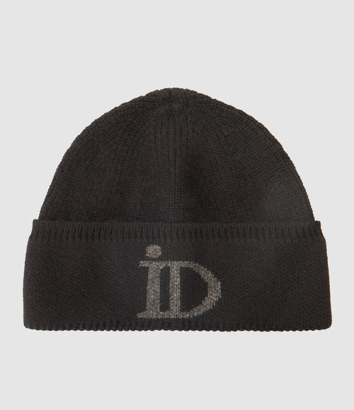 Ida Degliame - Bonnet Abysse Cachemire Noir Gris Anthracite - Femme