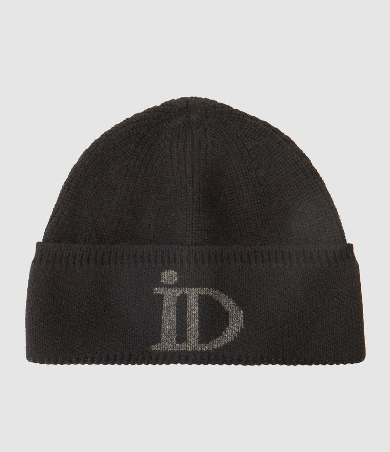 Ida Degliame - Bonnet Abysse Cachemire Noir Gris Anthracite - Femme