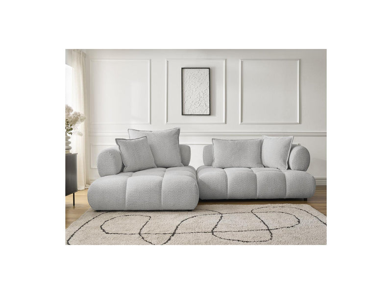 Canapé D'Angle Fixe - Alya - Tissu Bouclette - Angle Gauche