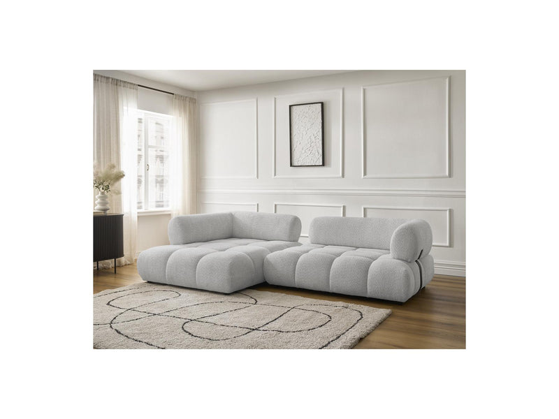 Canapé D'Angle Fixe - Alya - Tissu Bouclette - Angle Gauche