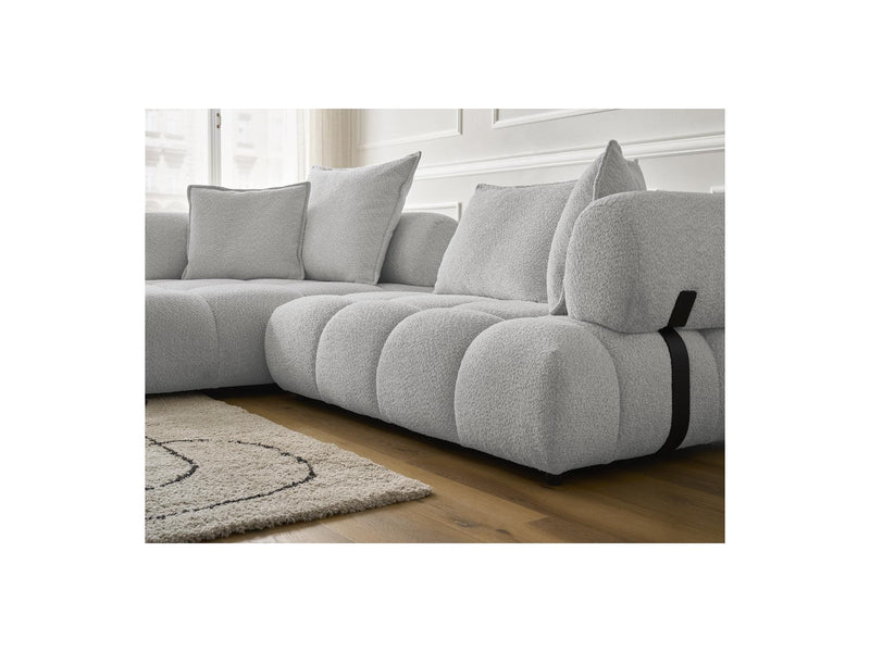 Canapé D'Angle Fixe - Alya - Tissu Bouclette - Angle Gauche