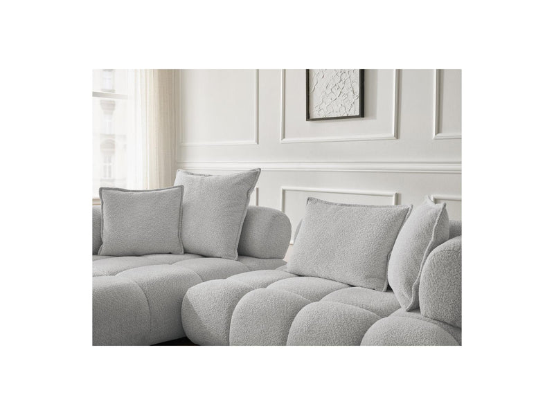 Canapé D'Angle Fixe - Alya - Tissu Bouclette - Angle Gauche