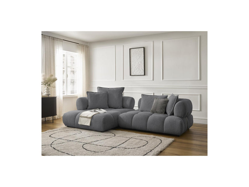 Canapé D'Angle Fixe - Alya - Tissu Bouclette - Angle Gauche