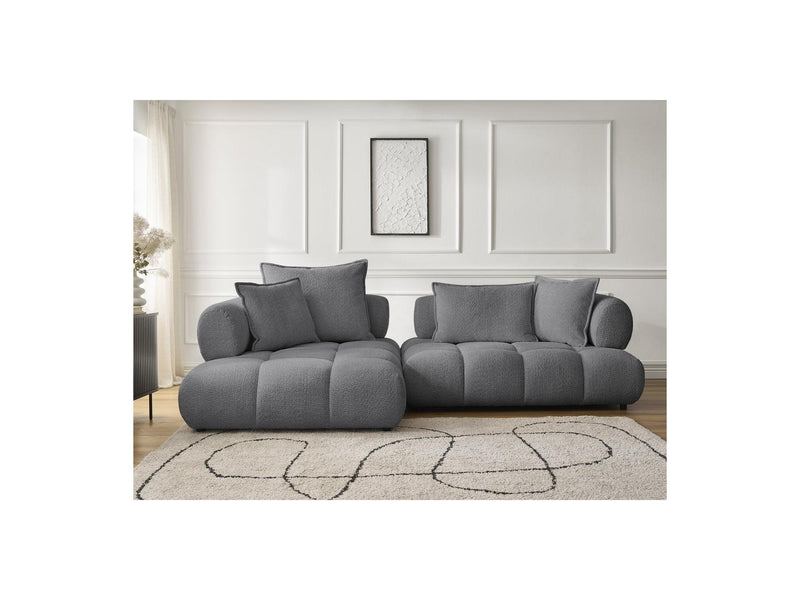 Canapé D'Angle Fixe - Alya - Tissu Bouclette - Angle Gauche