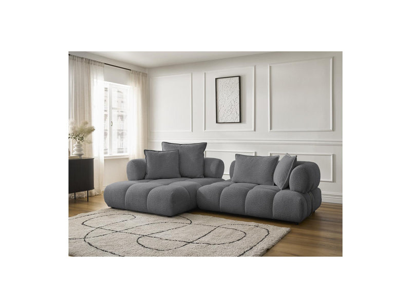 Canapé D'Angle Fixe - Alya - Tissu Bouclette - Angle Gauche