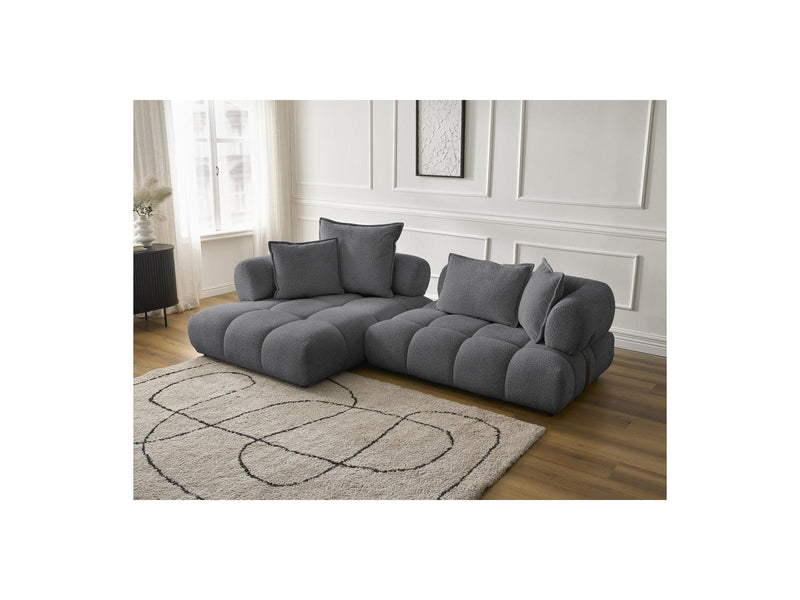 Canapé D'Angle Fixe - Alya - Tissu Bouclette - Angle Gauche