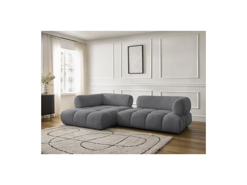 Canapé D'Angle Fixe - Alya - Tissu Bouclette - Angle Gauche