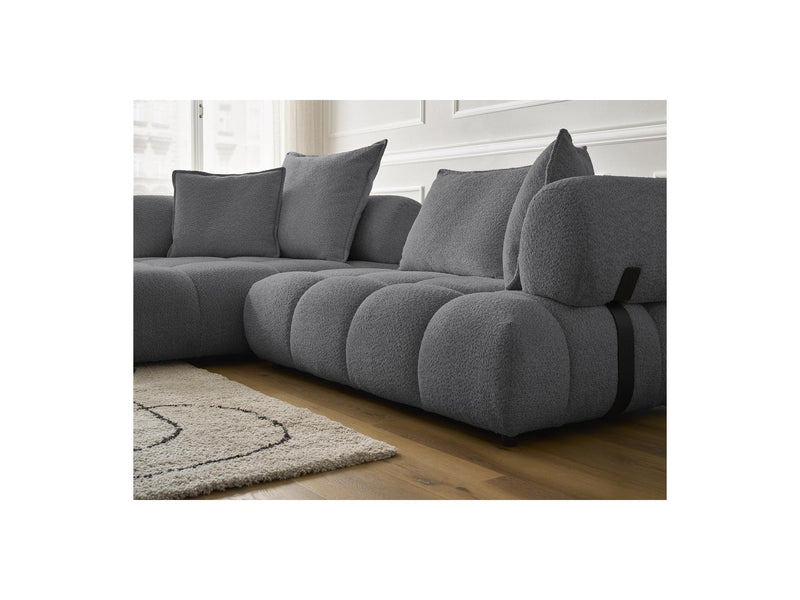 Canapé D'Angle Fixe - Alya - Tissu Bouclette - Angle Gauche